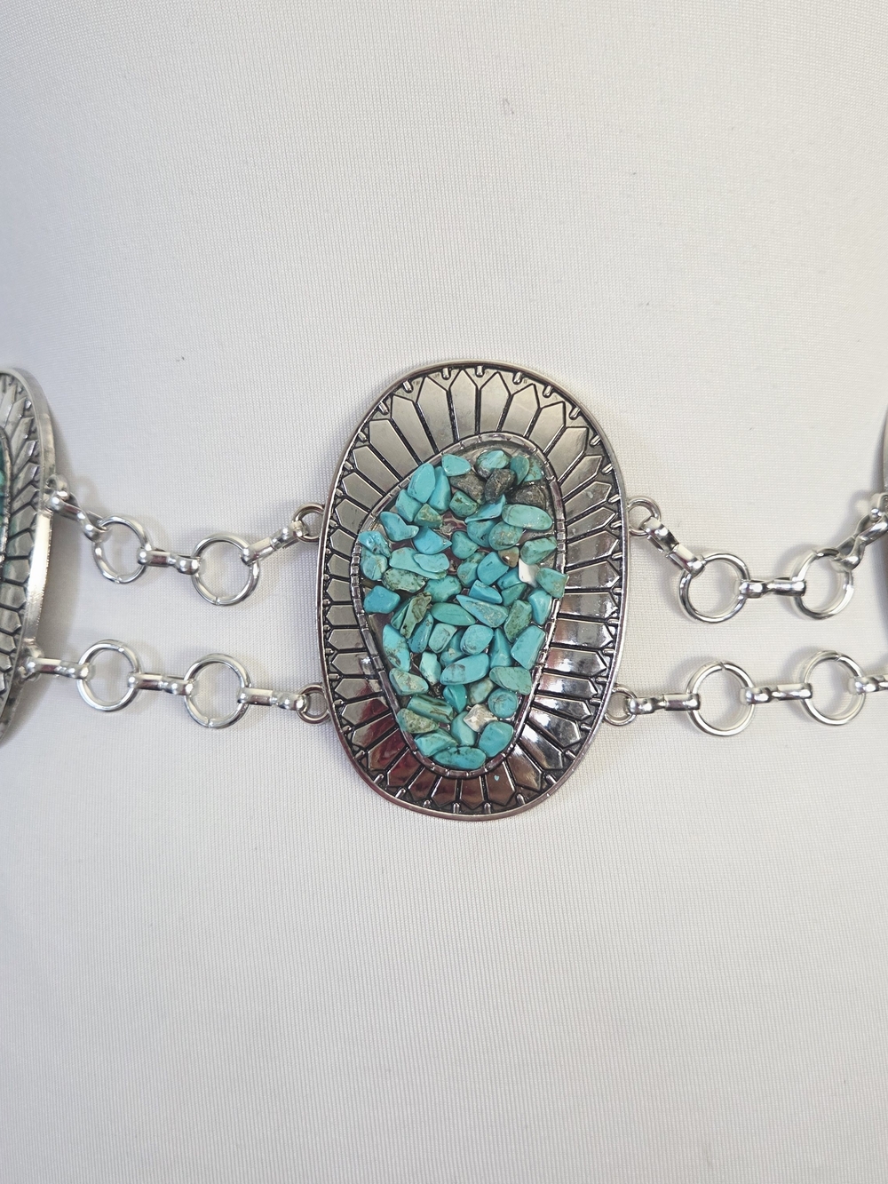 Turquoise Stone Double Chain Waist Belt - Picture 4 of 7